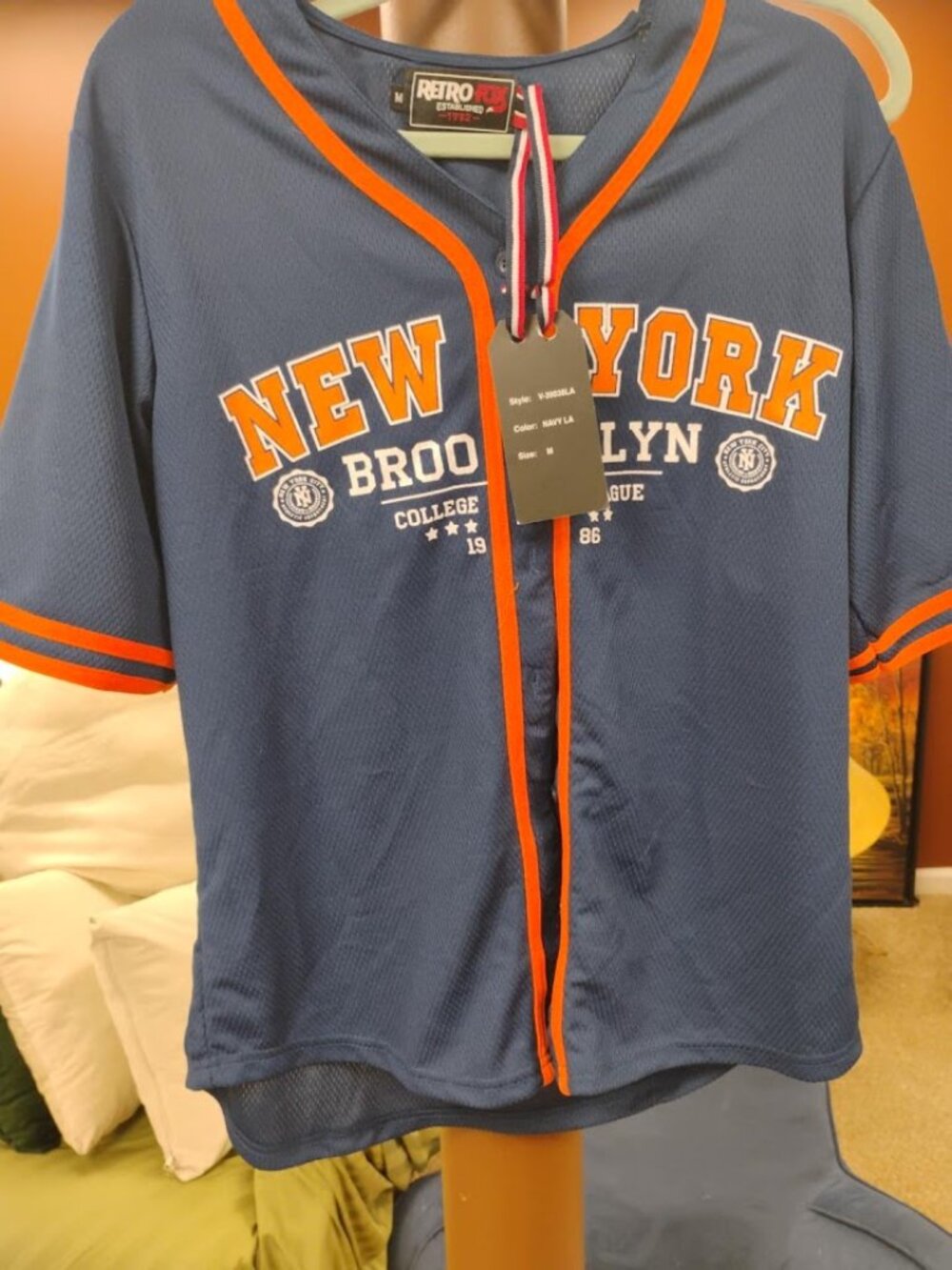 NWT Retro Fox New York Baseball Jersey M